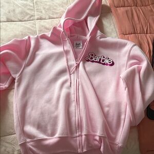 Barbie Women Light Pink Zip-Up Hoodie